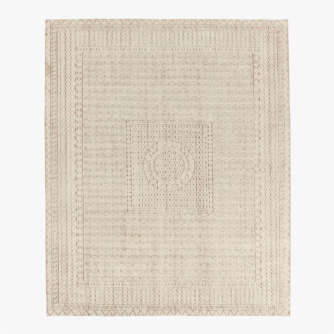 Calero Hand-Knotted Warm White New Zealand Wool Area Rug 5'X8' - Image 0