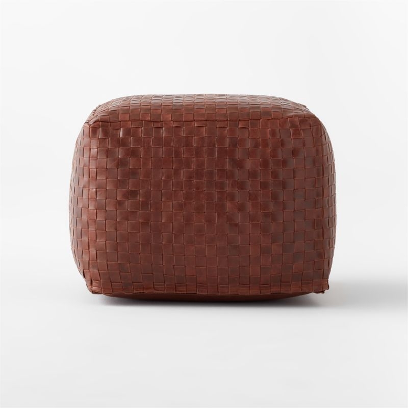 Woven Leather Pouf - Image 0
