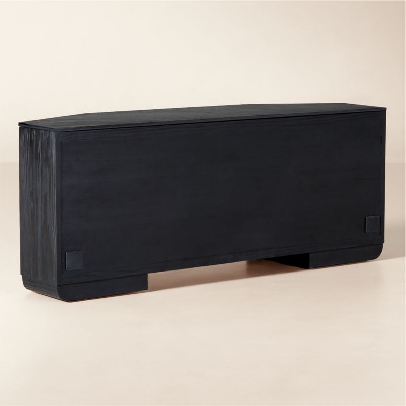 Triad 72" Black Cane and Marble Credenza - Image 5