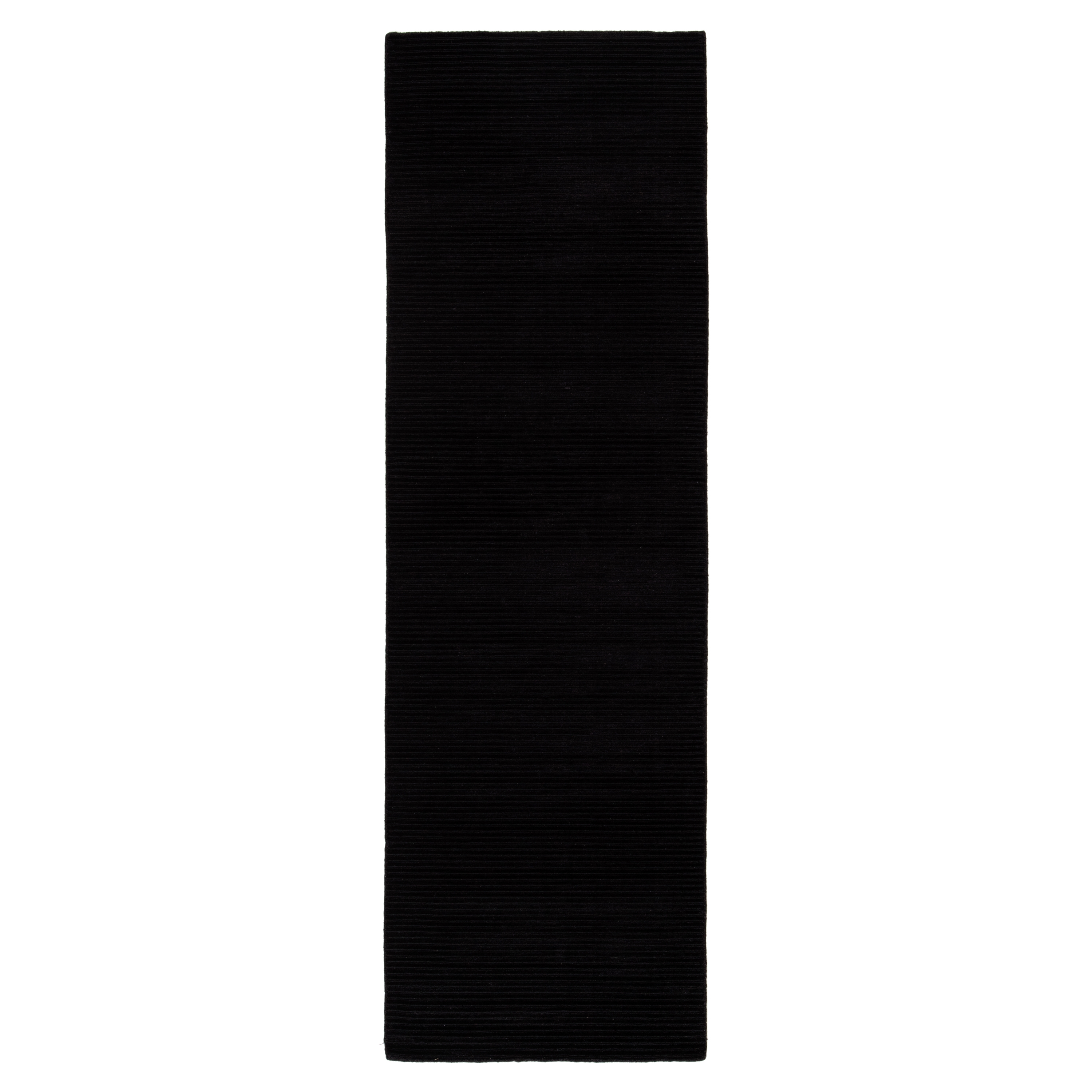 Basis Handmade Solid Black Runner Rug (2'6"X8') - Image 0