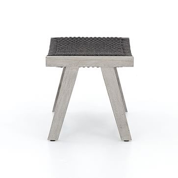 Catania 23.25" Outdoor Rope Ottoman, Weathered Grey - Image 3