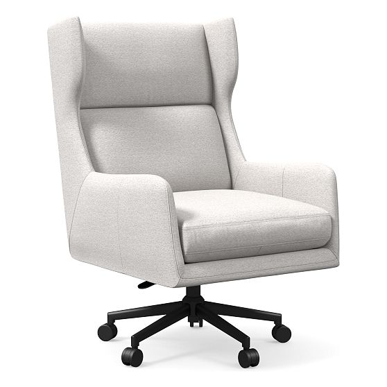 Ryder Office Chair, Chunky Boucle, White, Dark Bronze - Image 0