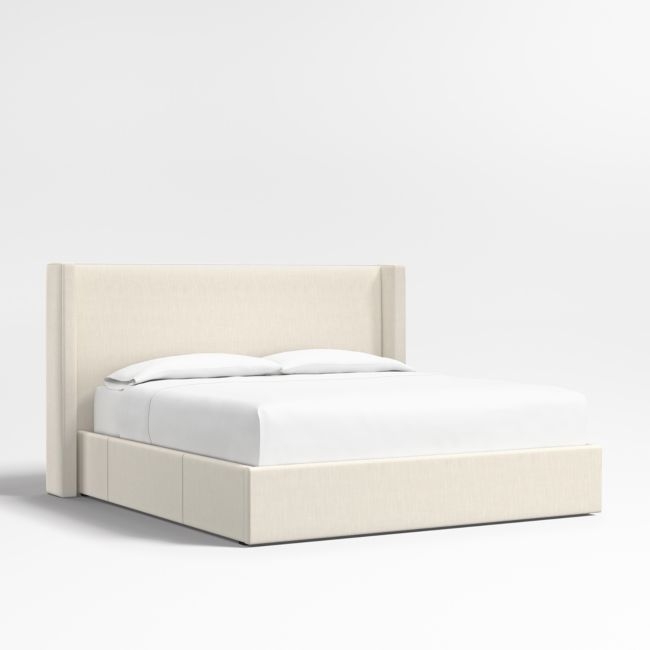 Arden 52" Ivory Upholstered King Headboard with Storage Bed Base - Image 0