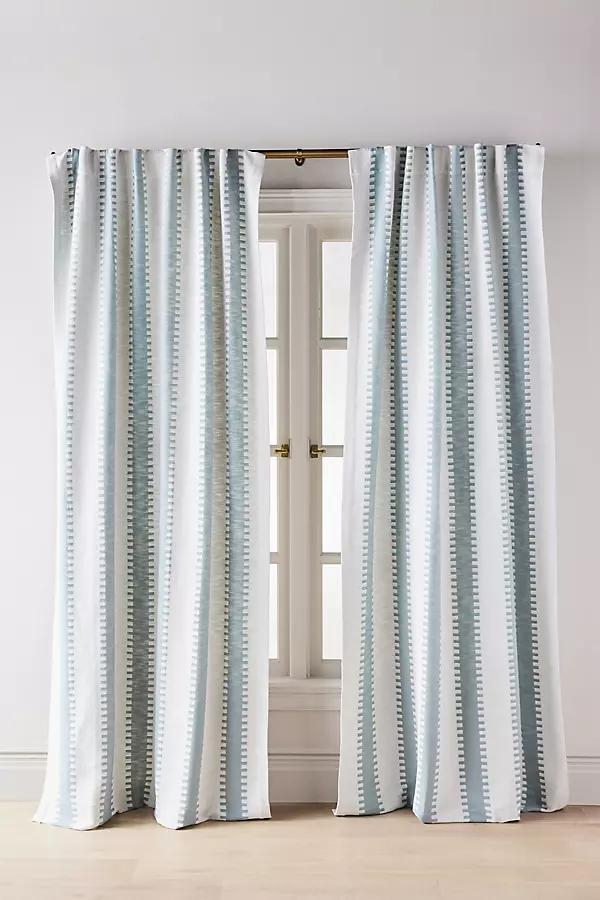 Cotton Jacquard Notched Striped Curtain - Image 0