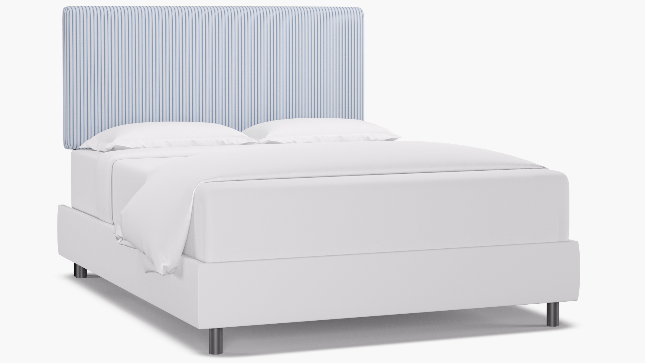 Square Back Headboard, Cornflower Classic Ticking Stripe, Queen - Image 0