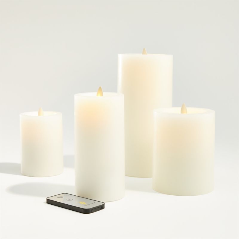 Warm White Flicker Flameless 6"x11" Wax Pillar Candle - Image 1