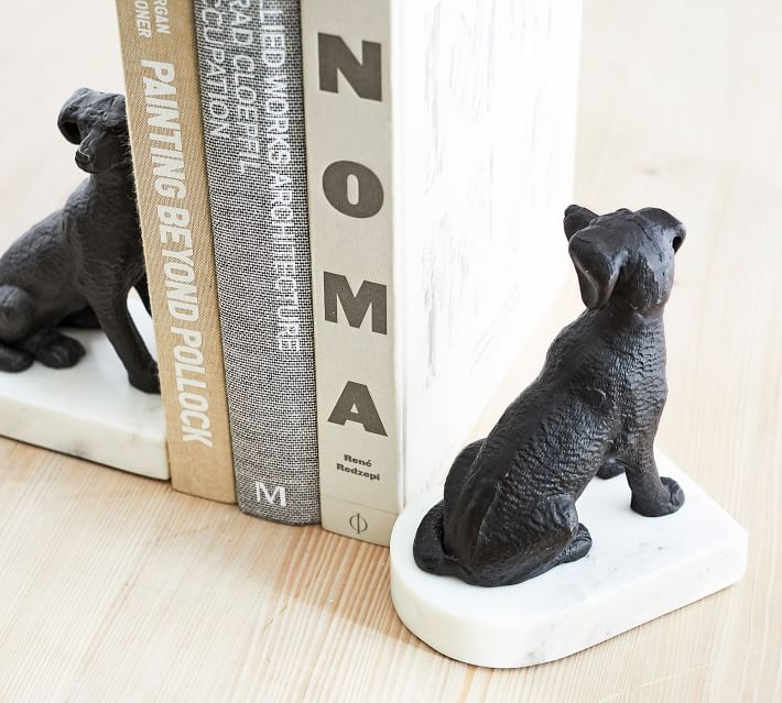 Bronze/Marble Dog Book Ends,S/2 - Image 2