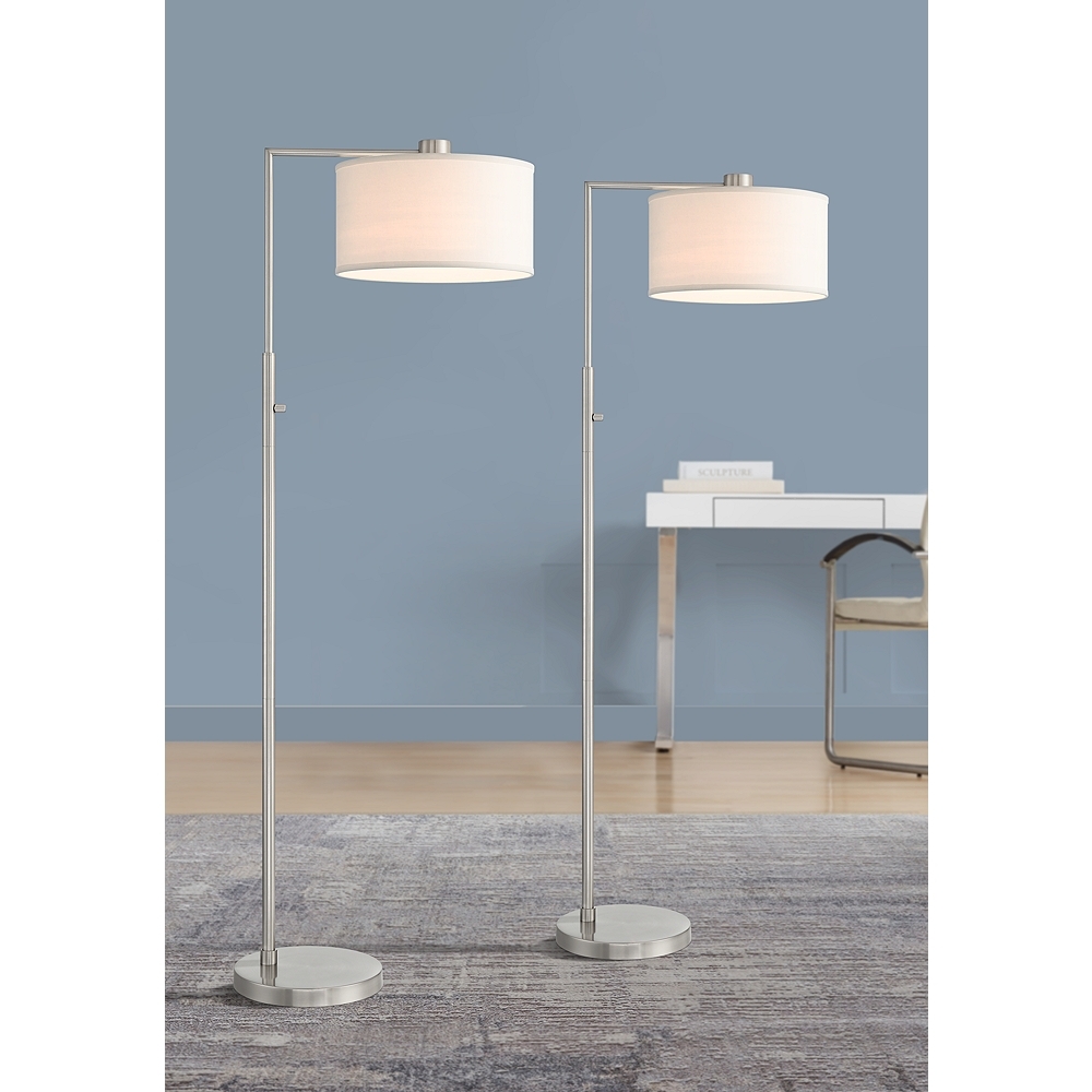 360 Lighting Colby 61" Brushed Nickel Downbridge Floor Lamps Set of 2 - Image 0