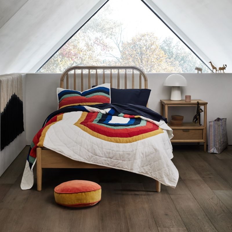 Set of 2 Bodie Natural Oak Wood Kids Nightstand with Drawer - Image 10