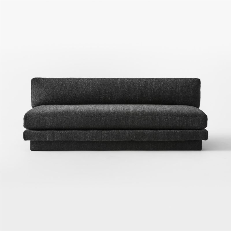 Plinth 80" Armless Black Performance Boucle Sofa - Image 1