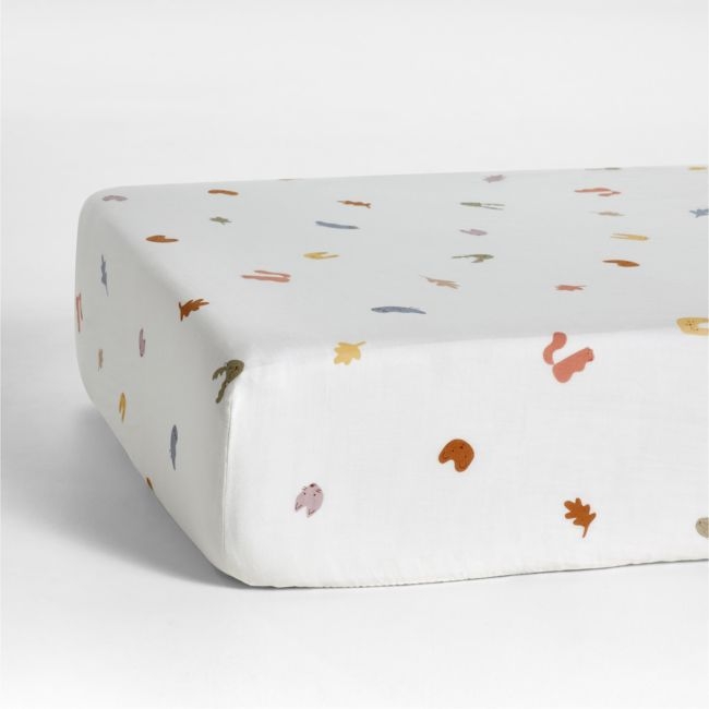 Supersoft Forest Animals 100% Organic Cotton Baby Crib Fitted Sheet - Image 0