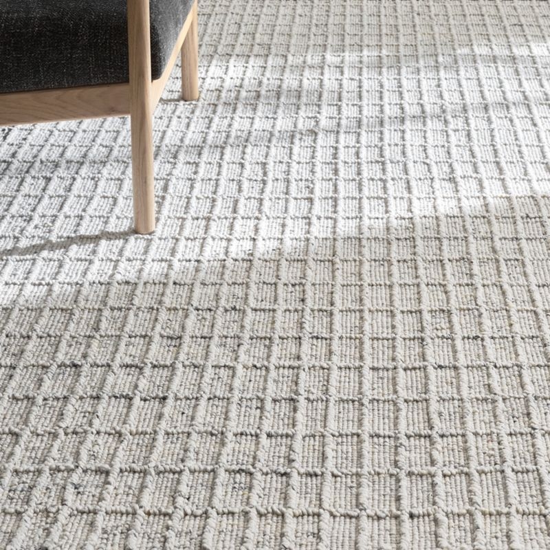 Arles Performance Wool Raised Pattern Ivory Area Rug 6'x9' - Image 1