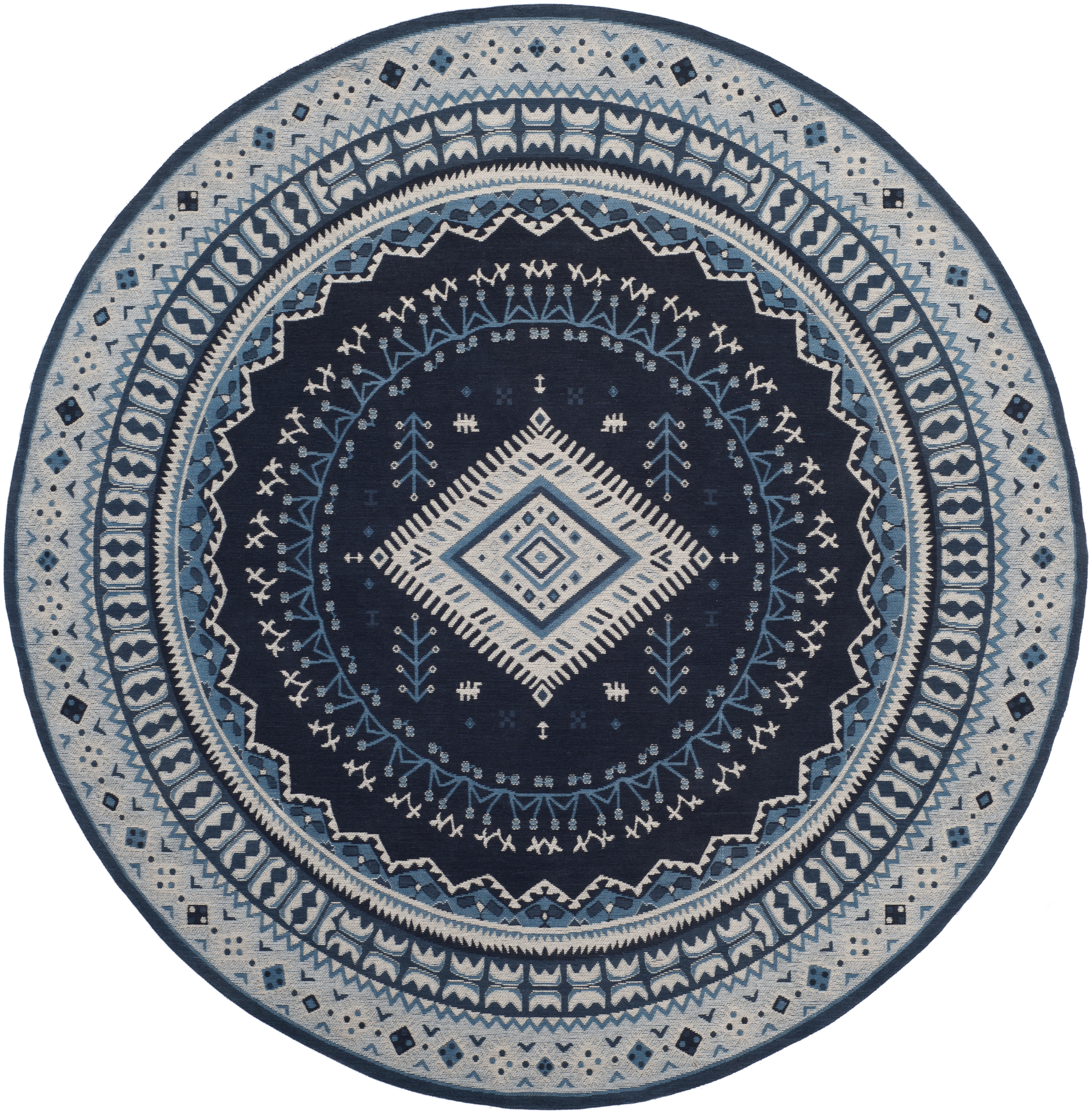 Arlo Home Woven Area Rug, CLV511A, Navy/Light Blue,  6' X 6' Round - Image 0