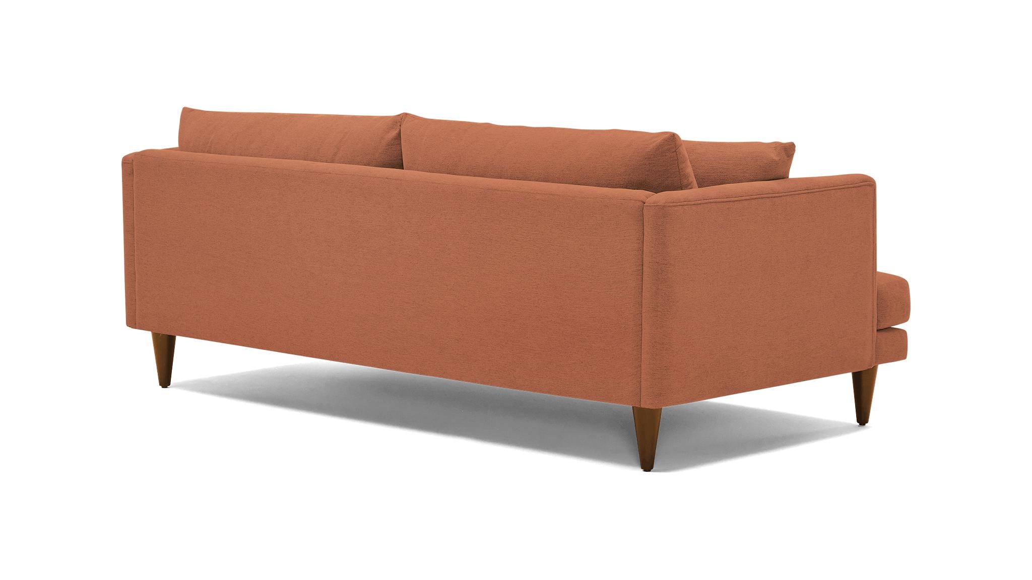 Orange Lewis Mid Century Modern Sofa - Plush Terra Rose - Mocha - Cone - Image 3