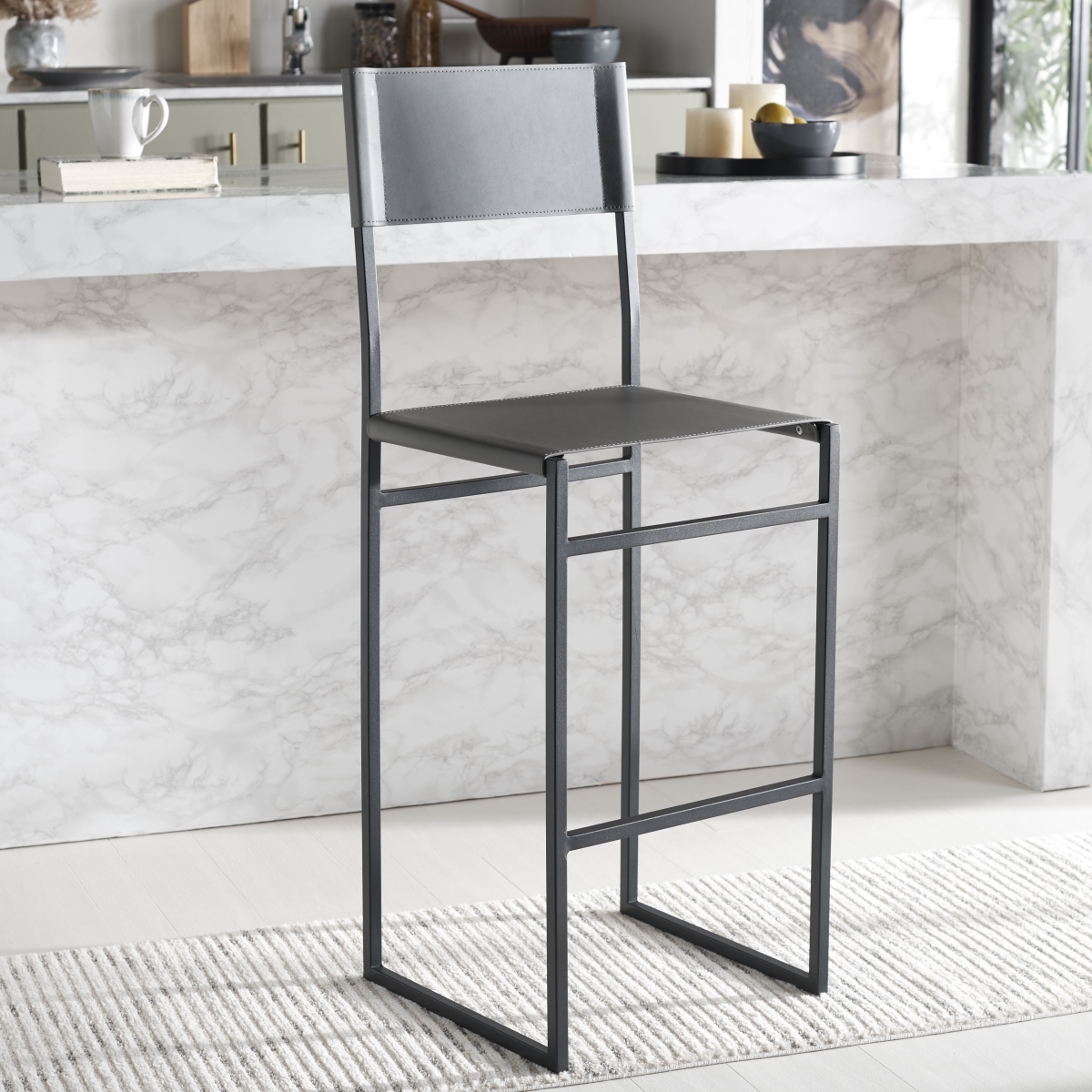 Layne Barstool - Grey / Black - Safavieh - Image 1