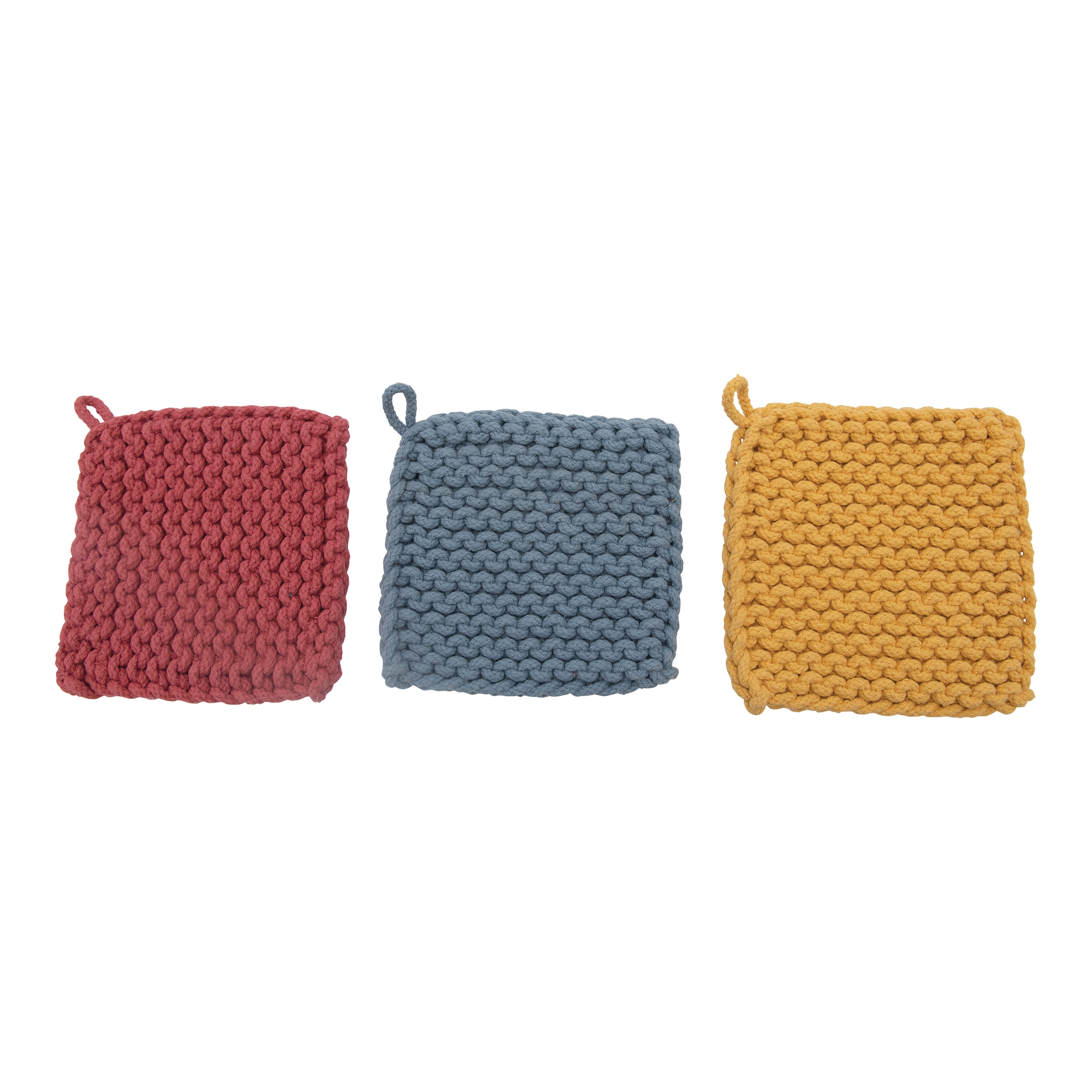 Square Crochet Cotton Pot Holders, Set of 3 - Image 0