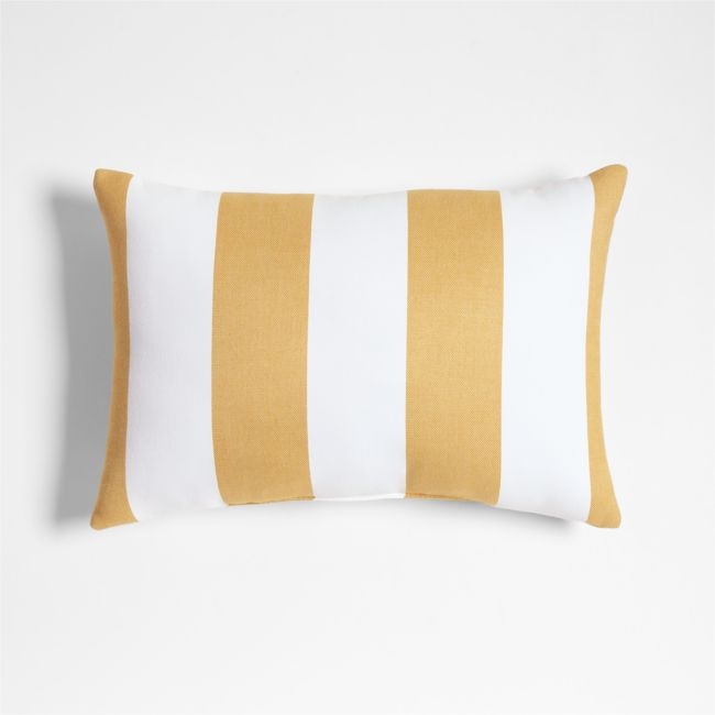 Sunbrella ® 20"x13" Cabana Wheat Yellow Stripe Outdoor Throw Pillow - Image 0