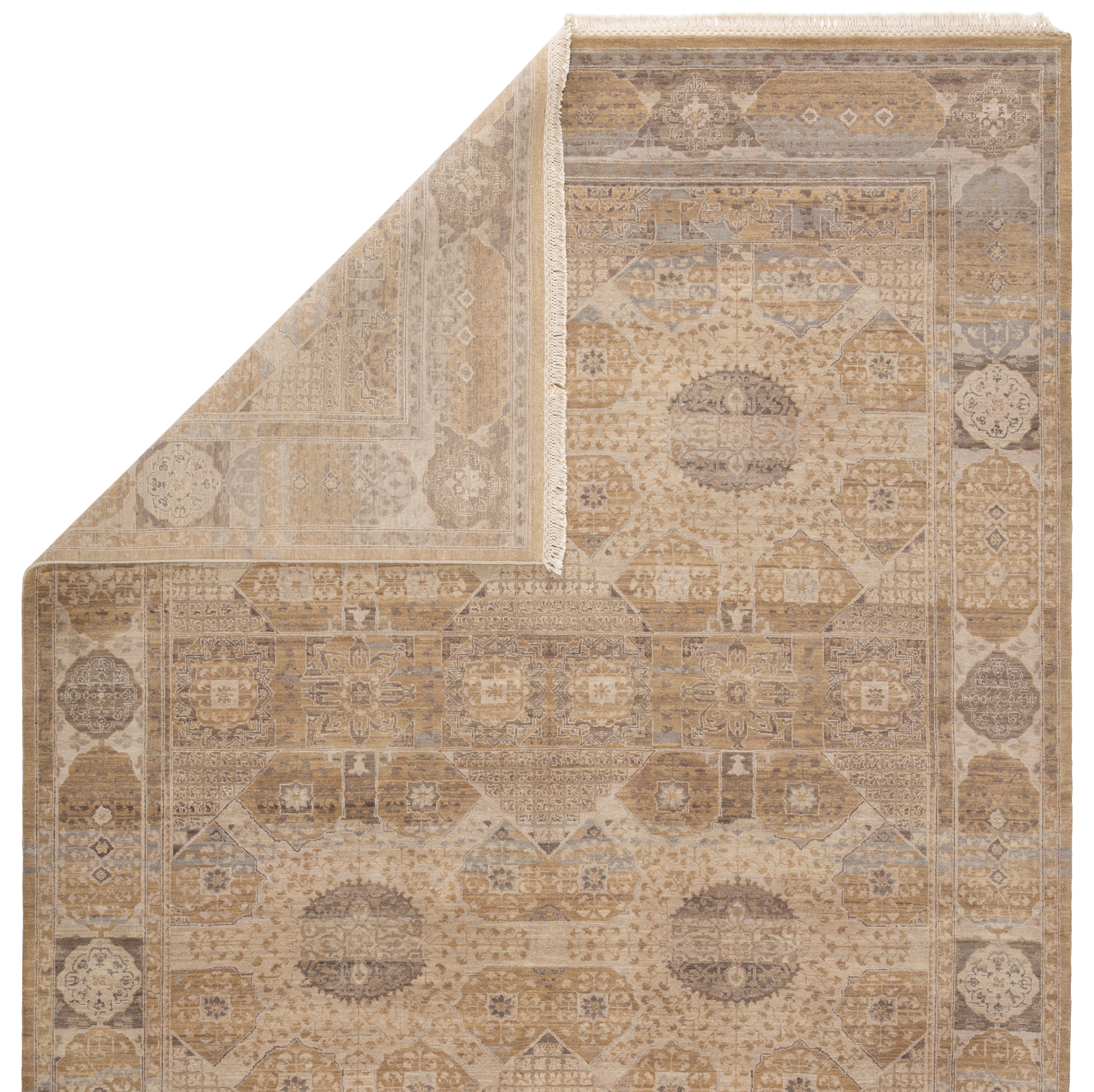 Jenny Jones by Levant Hand-Knotted Medallion Beige/ Light Gray Area Rug (8'X10') - Image 2