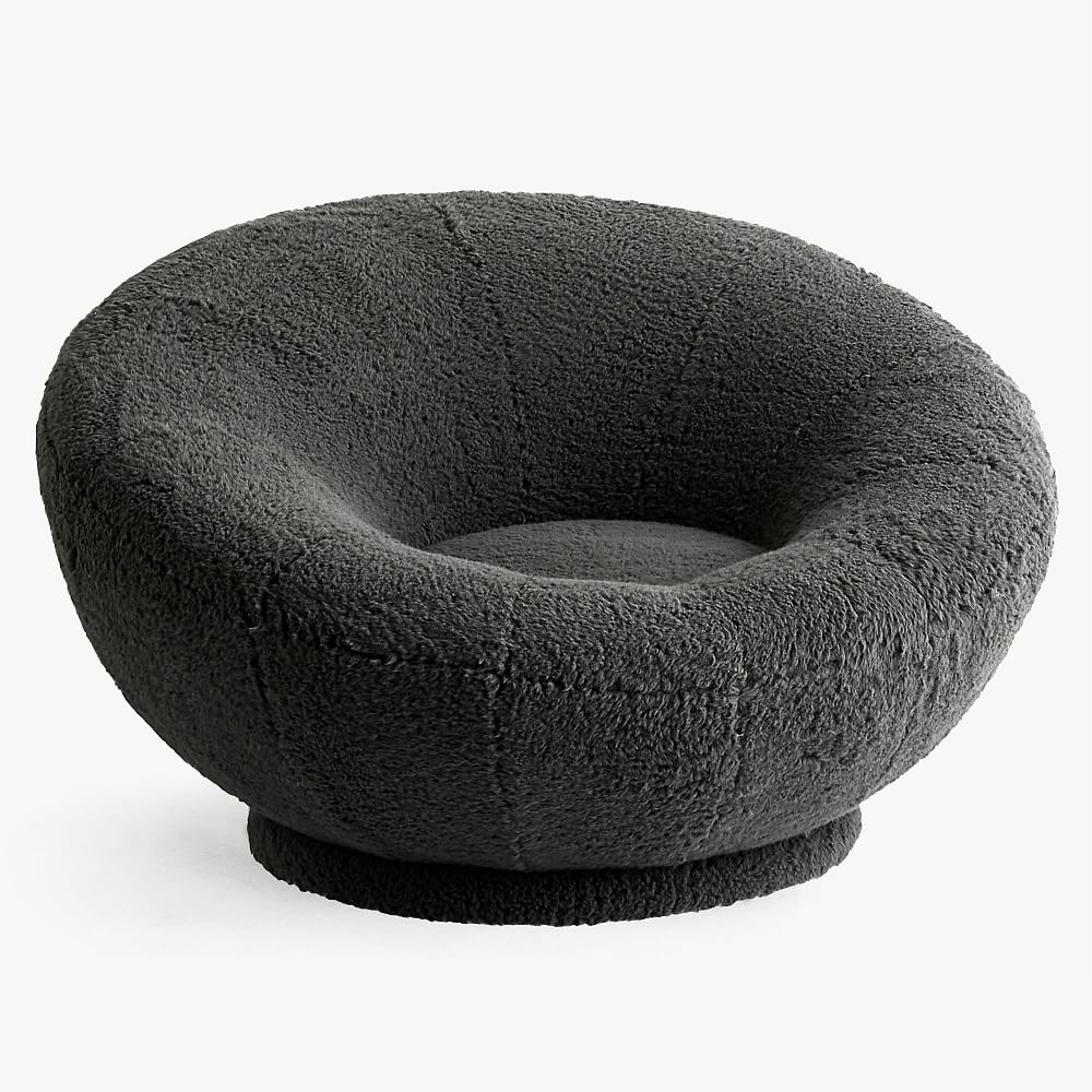 Sherpa Charcoal Groovy Swivel Chair, In Home Delivery - Image 0