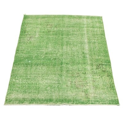 One-of-a-Kind Desmariah Hand-Knotted 1980s 3'9" x 6'6" Wool Area Rug in Green - Image 0