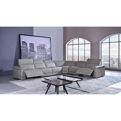 150" Wide Genuine Leather Symmetrical Corner Sectional - Image 0