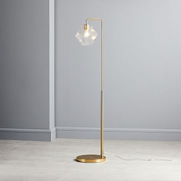 Sculptural Floor Lamp, Faceted Mini, Clear, Antique Brass, 4" - Image 2