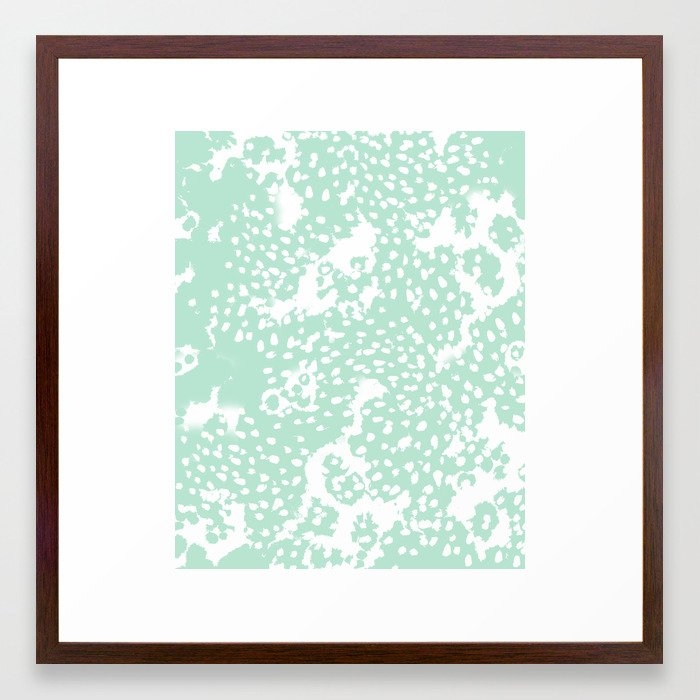 Dot Pattern Mint Abstract Minimal Painting Dorm College Office Gifts Decor Framed Art Print by Charlottewinter - Conservation Walnut - MEDIUM (Gallery)-22x22 - Image 0