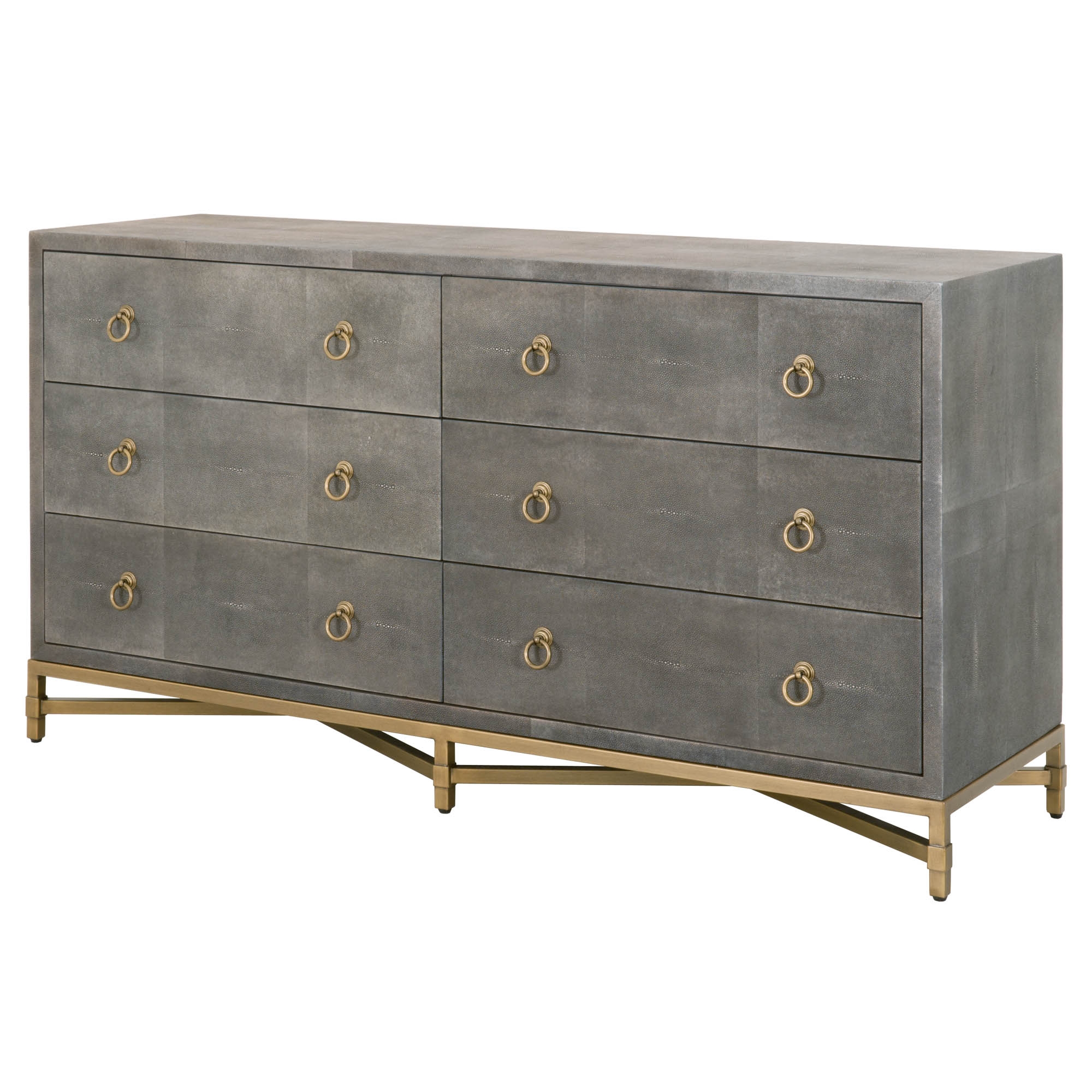 Colette Shagreen 6-Drawer Double Dresser, Gray - Image 2