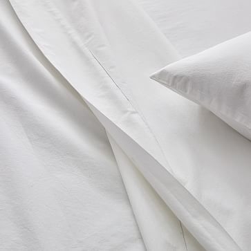 Washed Cotton Melange Simple Stripe Sheet Set , Standard Pillowcase Set, Light Heather Gray - Image 3