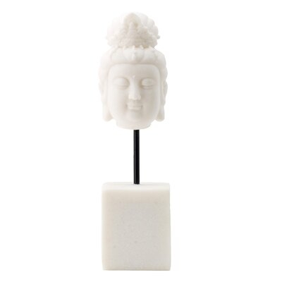 Adrean Buddha Head Sculpture Accent on Pedestal Stand - Image 0
