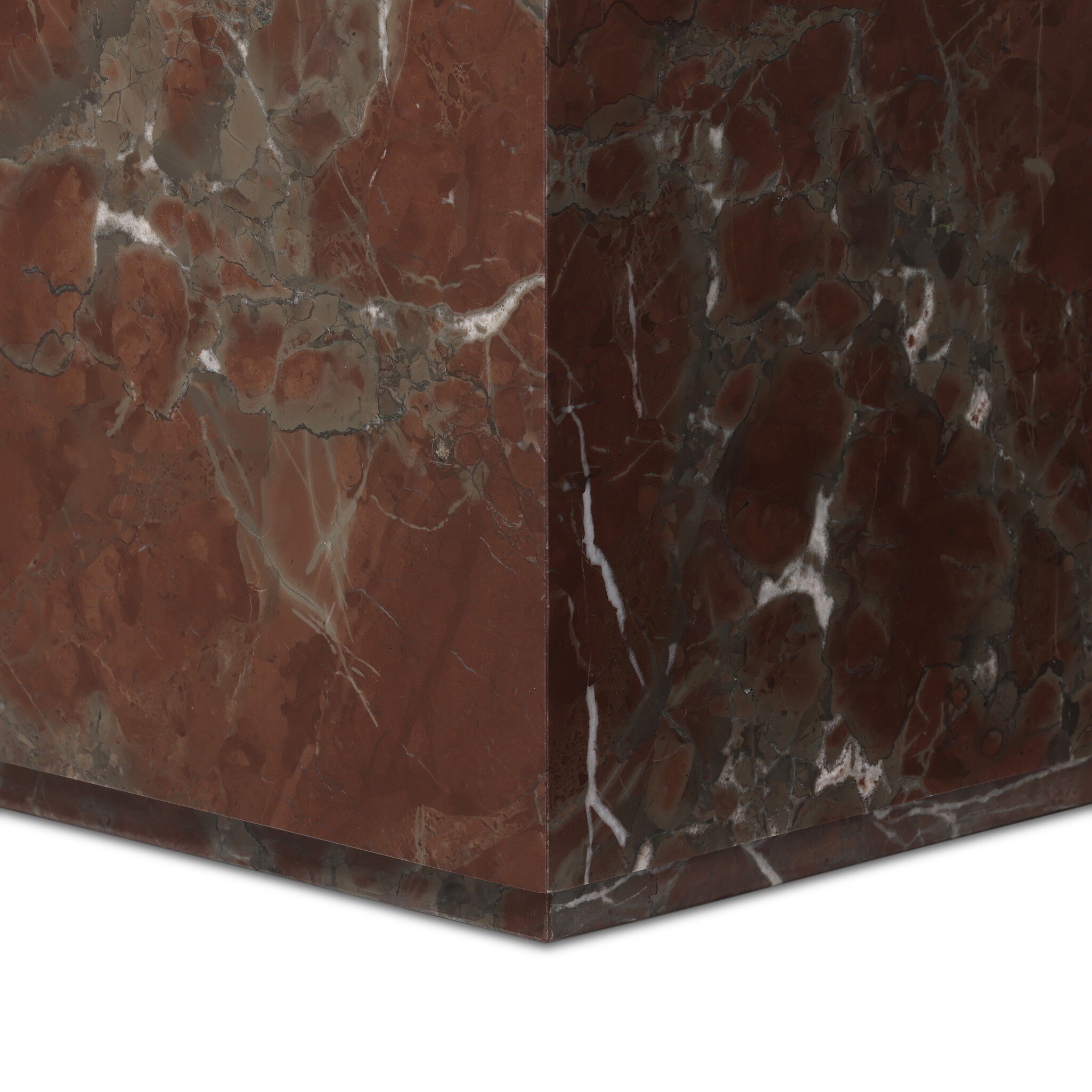 Modern Marble Plinth End Table - Smoke and Russet Marble - Image 6