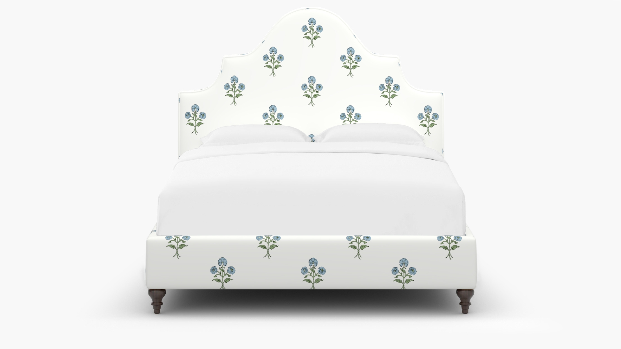 Statement Bed, Blue Delphine, Espresso Traditional Turned Leg, Full - Image 1