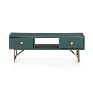 Modern Matte Wood and Brass Coffee Table- Juniper Green - Image 3
