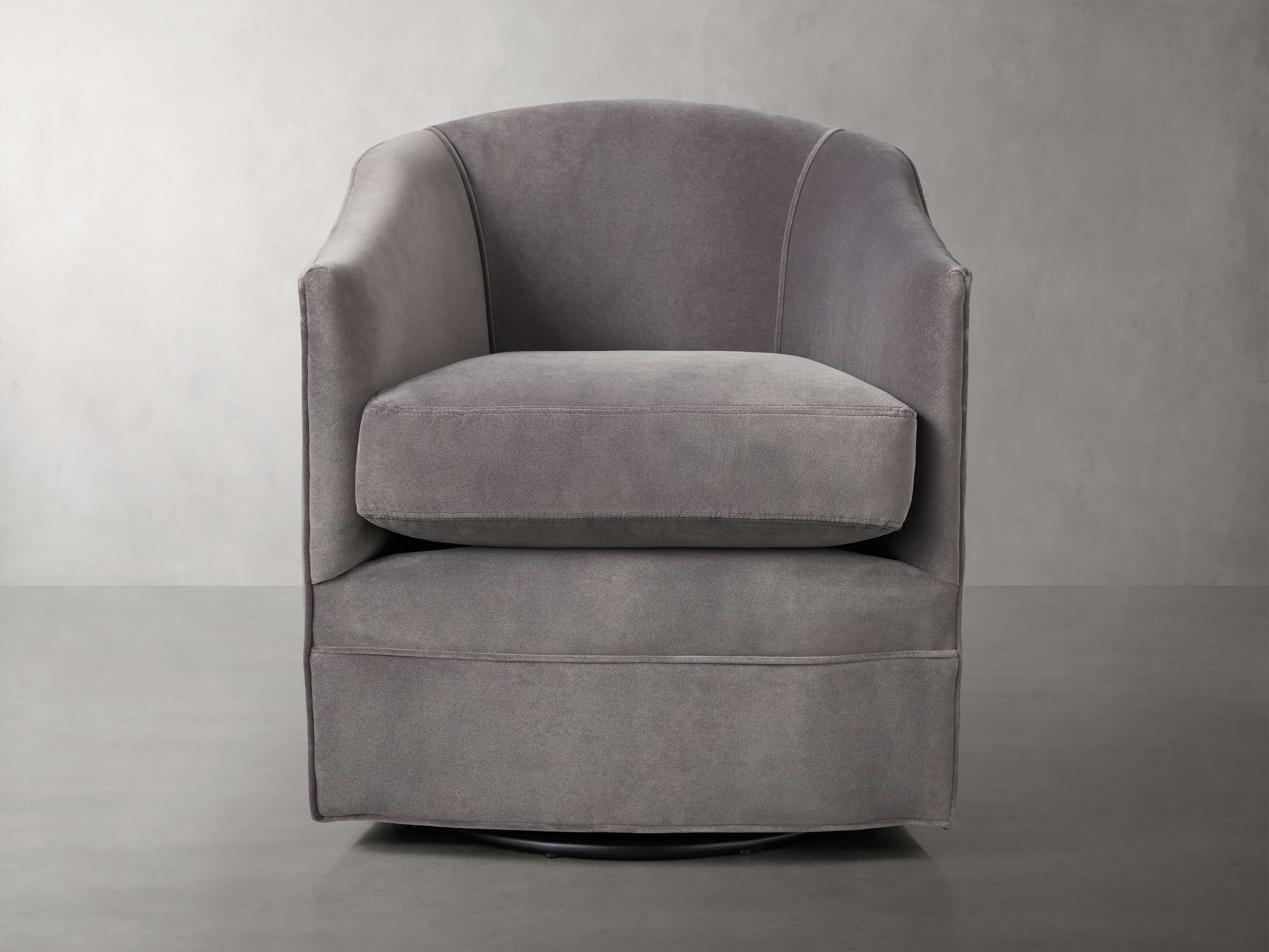 Giles Swivel Chair in Upholstered Gray  Banks Graphite - Image 0