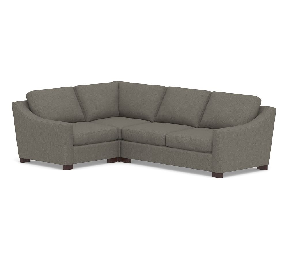 Turner Slope Arm Upholstered Right Arm 3-Piece Corner Sectional, Down Blend Wrapped Cushions, Chunky Basketweave Metal - Image 0