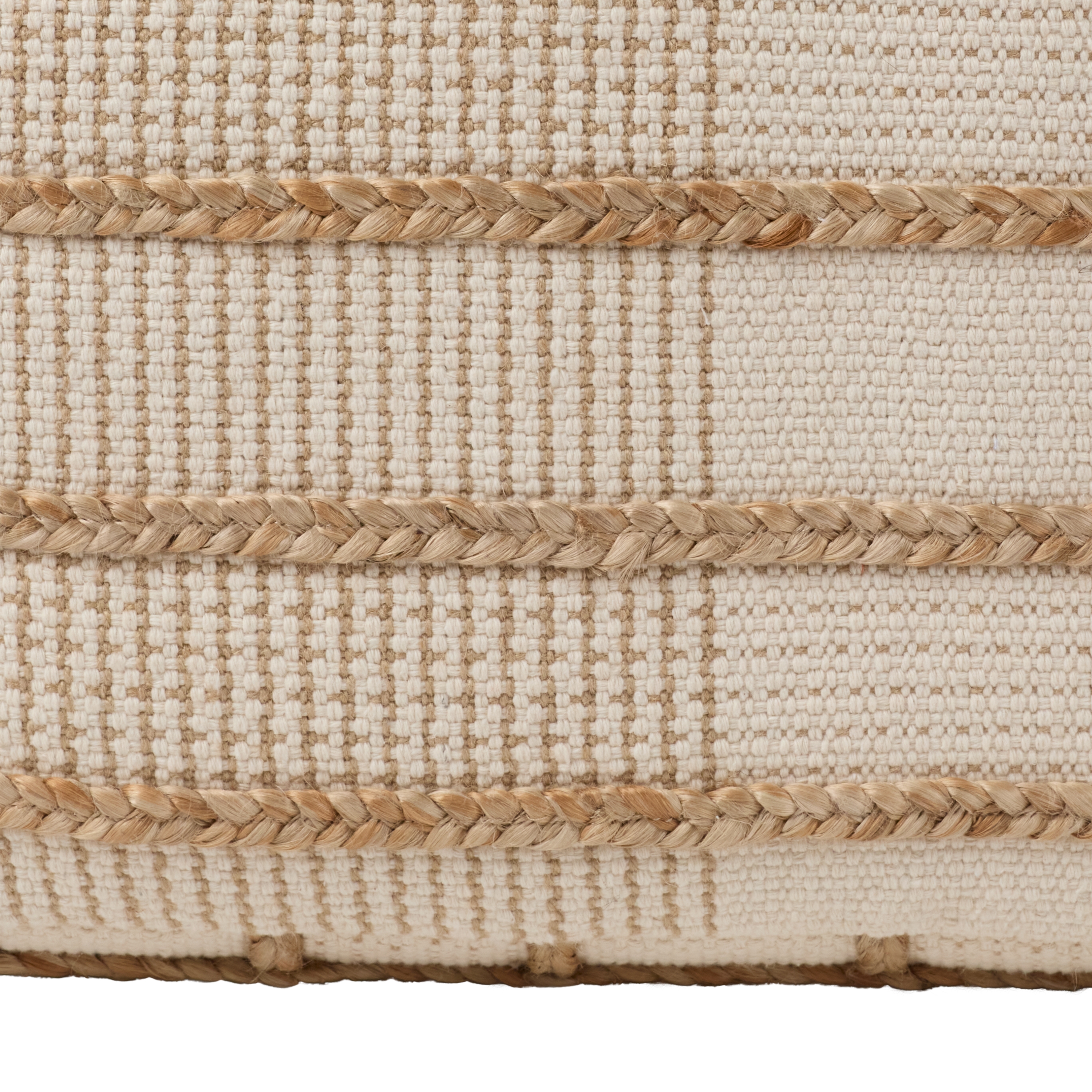 Vibe by Remsen Handmade Striped Tan/ Cream Cylinder Pouf - Image 1