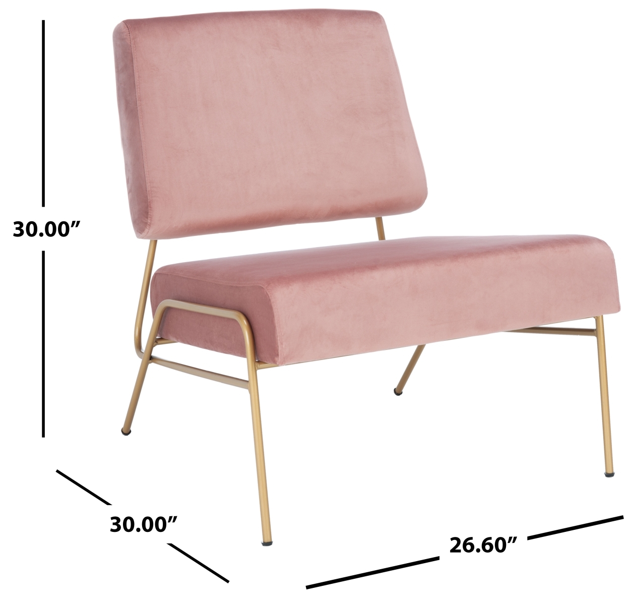 Romilly Velvet Accent Chair - Dusty Rose / Gold - Safavieh - Image 9