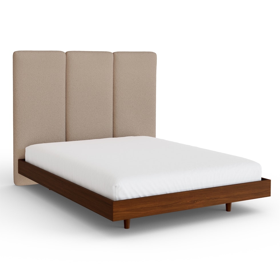 Noel Queen Tall Headboard - Sandstone Wool Bouclé - Image 1