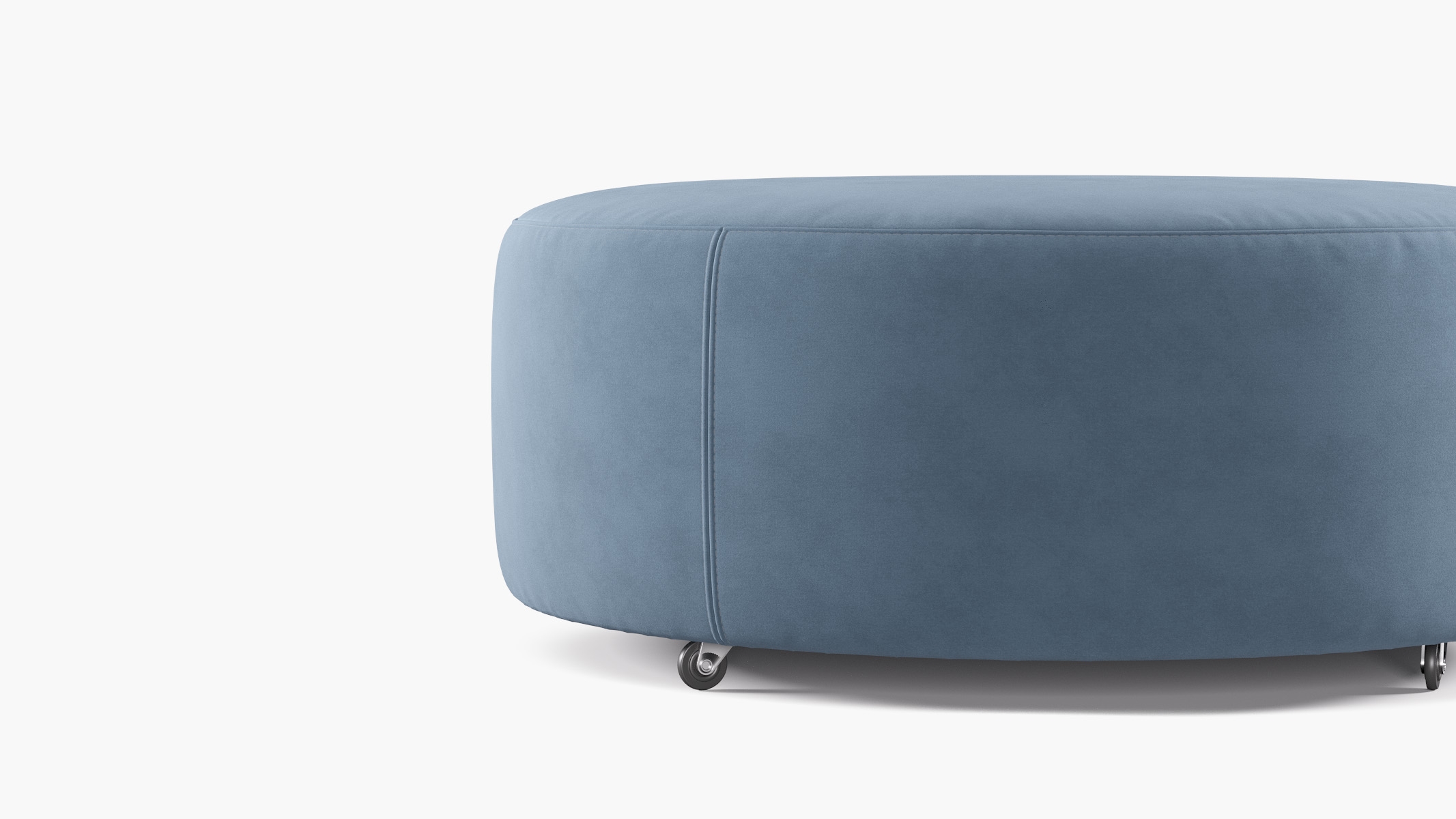Round Cocktail Ottoman, Ocean Classic Velvet - Image 1