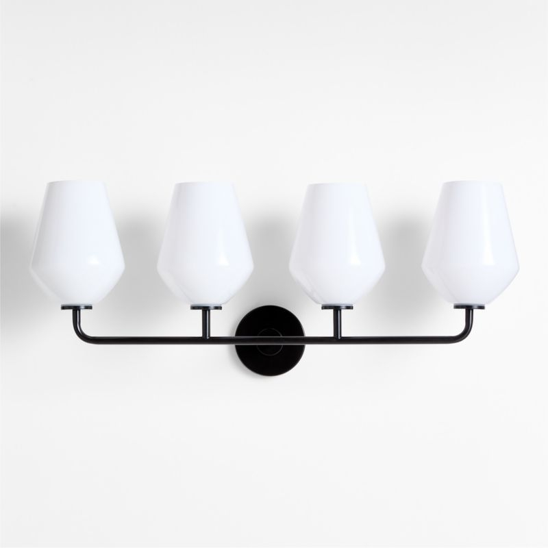 Arren Black 4-Light Wall Sconce Light with Milk Glass Angled Shade - Image 2