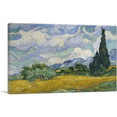 ARTCANVAS A Wheatfield With Cypresses 1889 Canvas Art Print By Vincent Van Gogh_Rectangle - Image 0