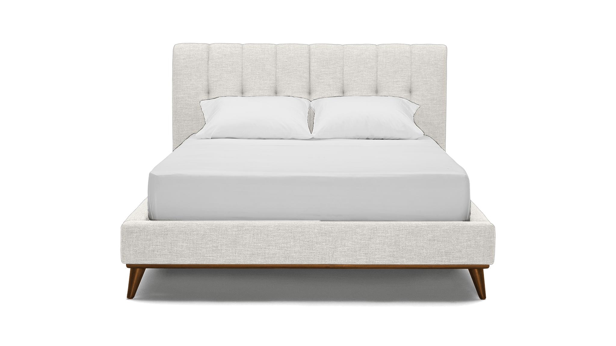 White Hughes Mid Century Modern Bed - Tussah Snow - Mocha - Queen - Image 0