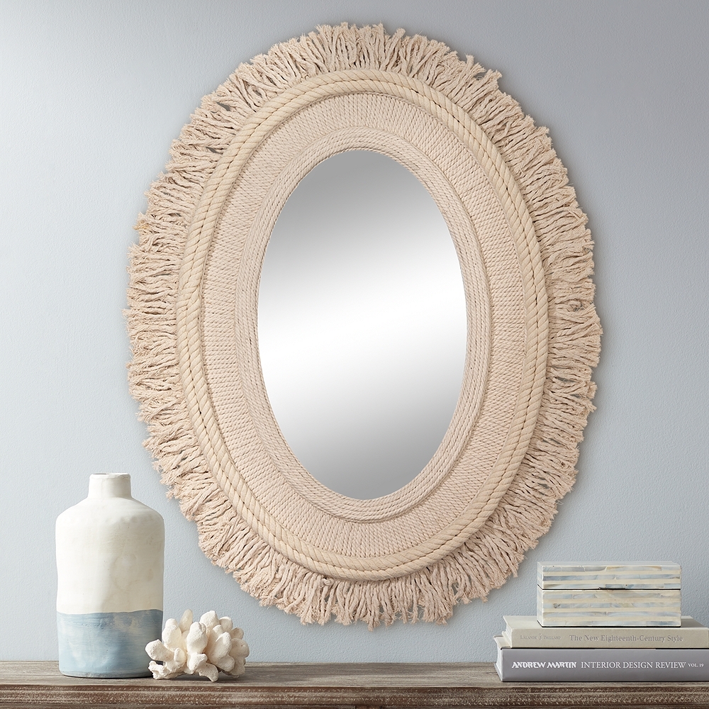Jamie Young Fringe Off-White Jute 32" x 43" Wall Mirror - Style # 94V19 - Image 0