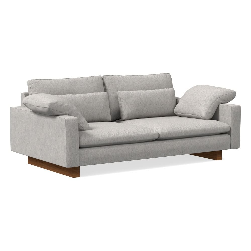 Harmony XL 82" Multi-Seat Sofa, Performance Coastal Linen, Storm Gray, Dark Walnut - Image 0