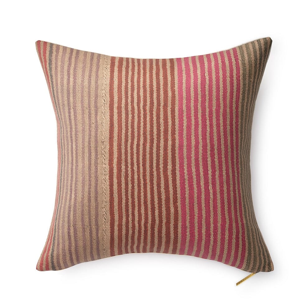 Candy Stripe Frazada Pillow by St. Frank | Brown | 22" W x 22" H | Linen/Wool - Image 0