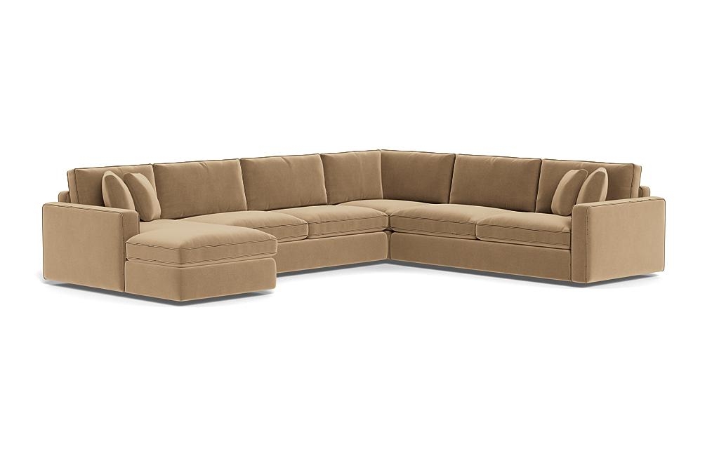 James 4-Piece 5-Seat Corner Chaise Sectional Left with Contrast Piping - Image 1