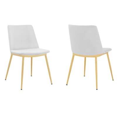 Messina Modern White Velvet And Gold Metal Leg Dining Room Chairs - Set Of 2 - Image 0