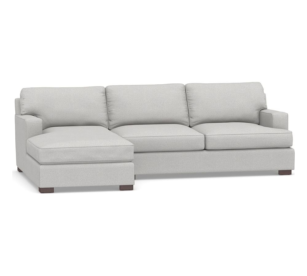 Townsend Square Arm Upholstered Right Arm Sofa with Chaise Sectional, Polyester Wrapped Cushions, Park Weave Ash - Image 0