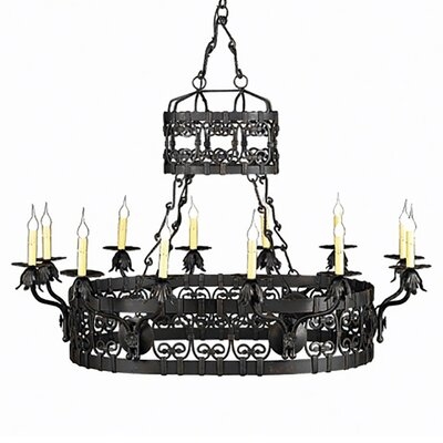 Lyon 12 - Light Candle Style Wagon Wheel Chandelier - Image 0