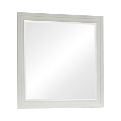 Wooden Mirror With Molded Trim Details, White - Image 0